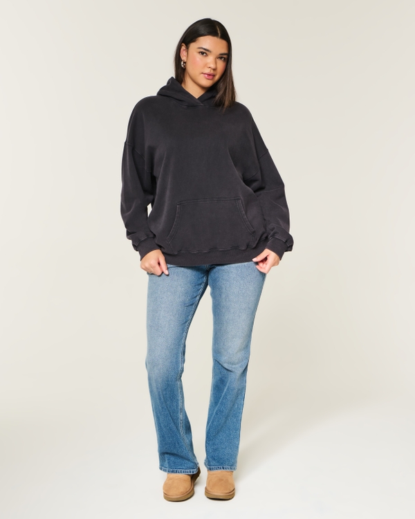 Oversized Washed Hoodie, Black view 2
