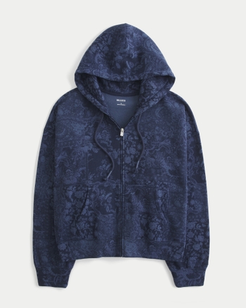 Women's Hollister Feel Good Easy Pattern Zip-Up Hoodie | Women's Tops | HollisterCo.com
