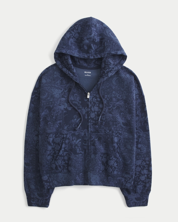 Women's Hollister Feel Good Easy Pattern Zip-Up Hoodie | Women's