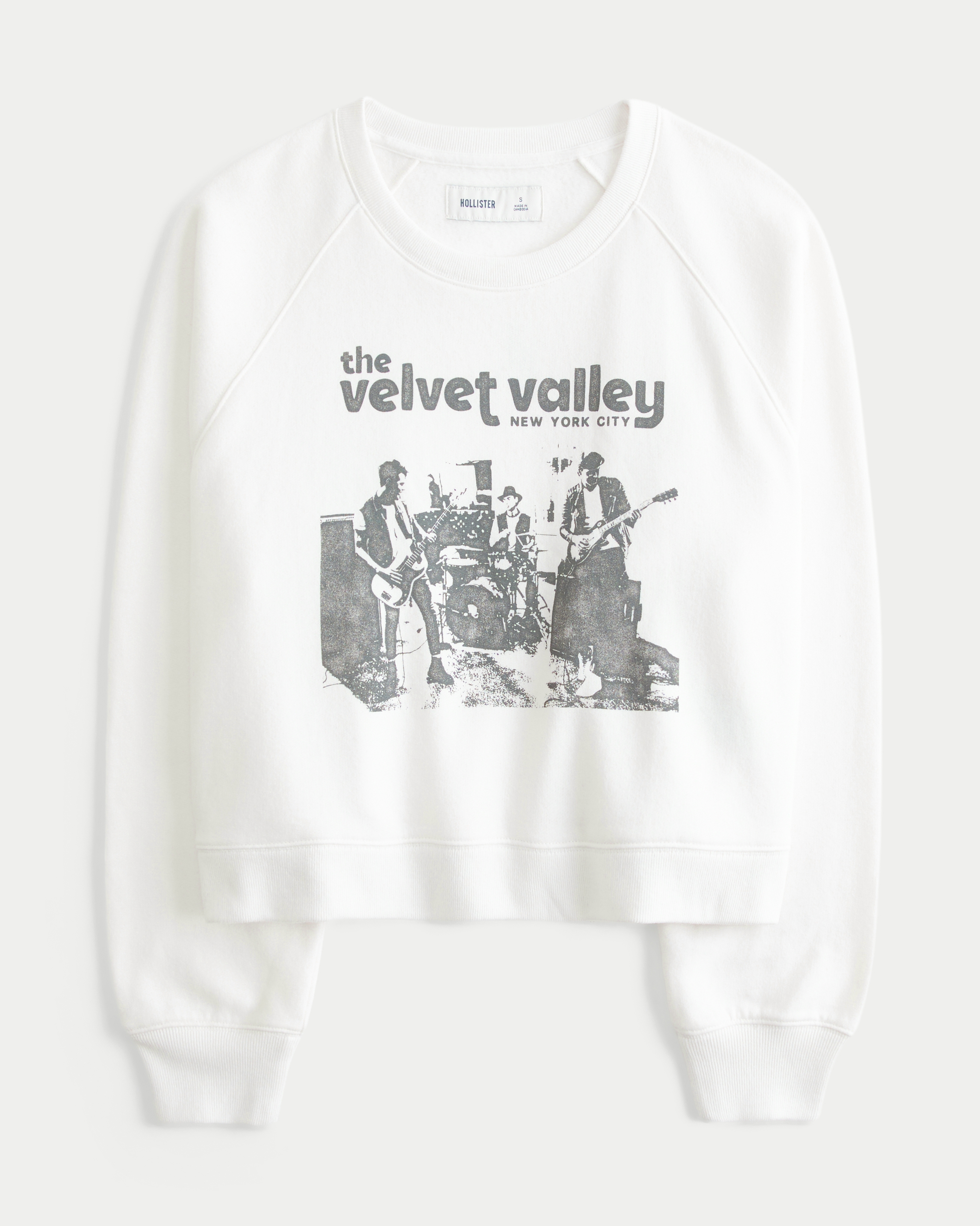 Hollister Feel Good Easy Velvet Valley Graphic Crew Sweatshirt at