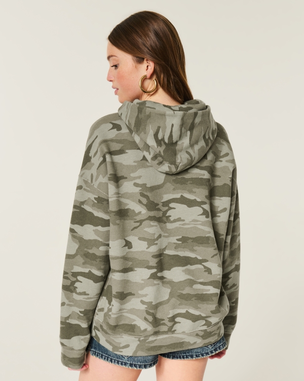 Hollister Feel Good Oversized Camo Hoodie, Green Camo view 2