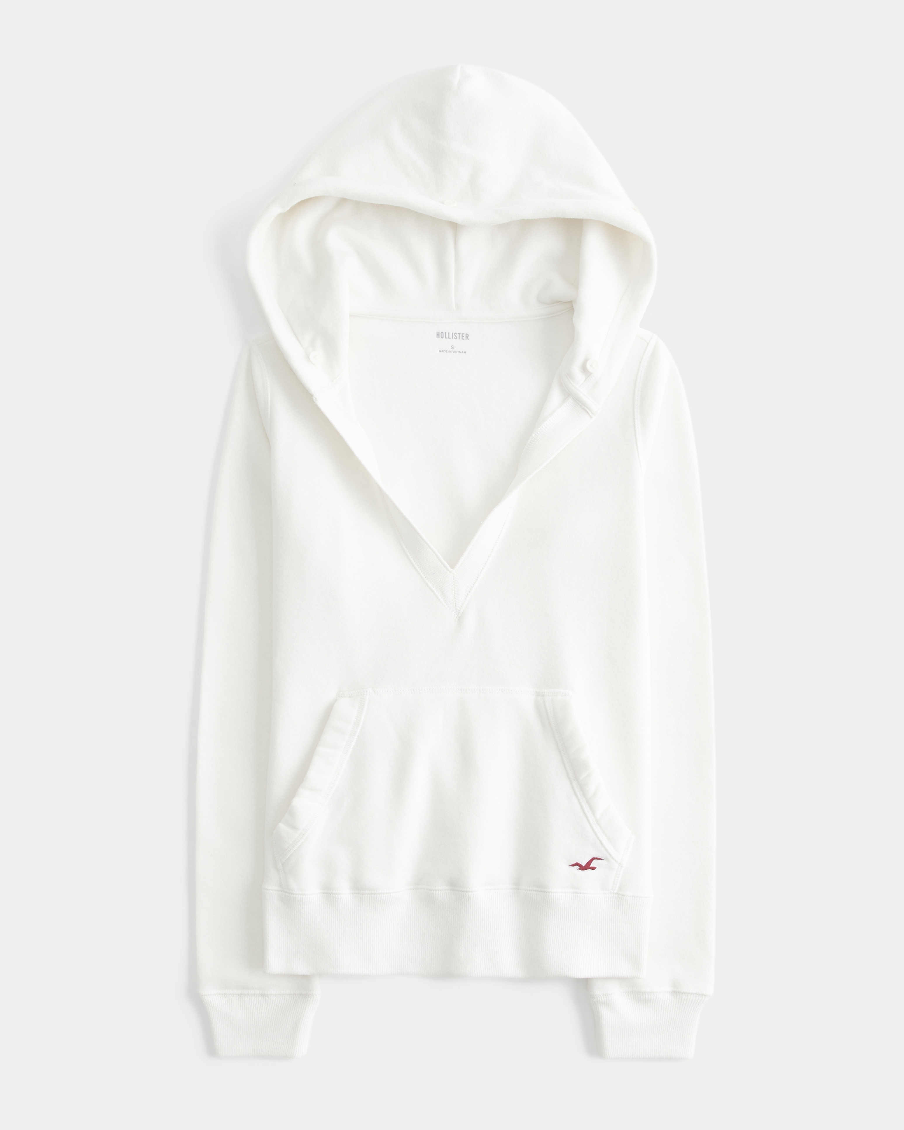 Hollister Feel Good Faux Fur Trim V-Neck Hoodie