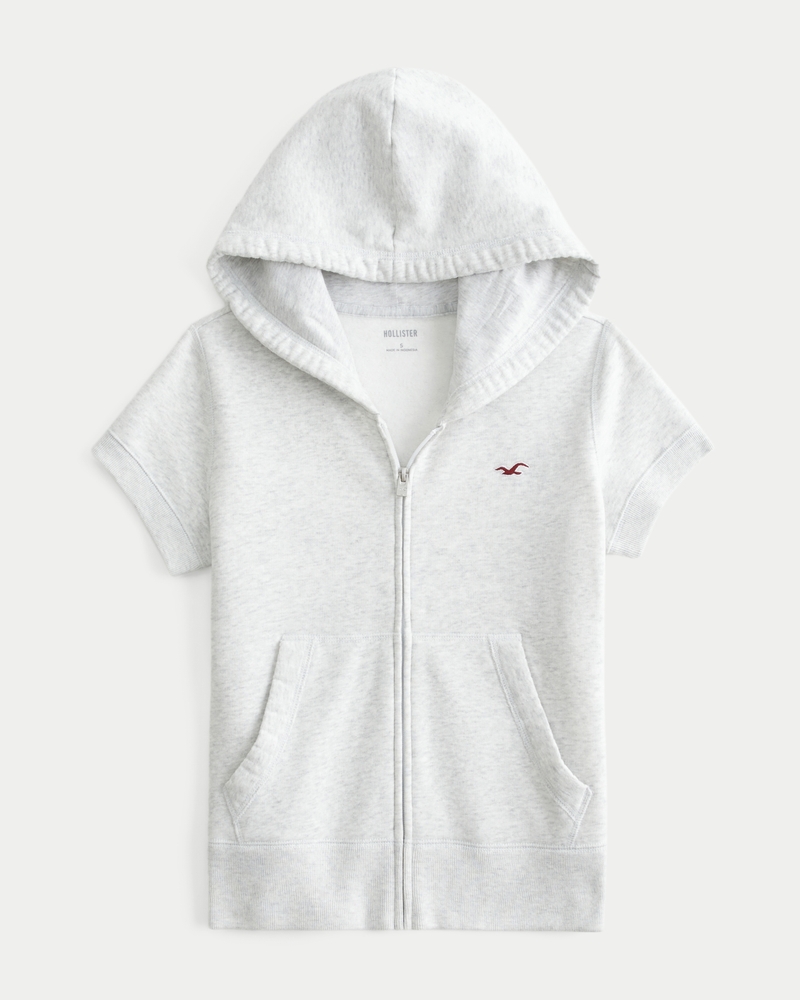Women's Hollister Feel Good Short-Sleeve Zip-Up Hoodie | Women's