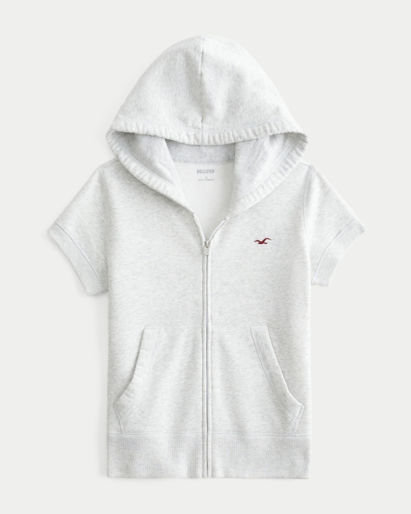 Hollister レディース トップス Women's Hollister Feel Good Short-Sleeve Zip-Up Hoodie | Women's