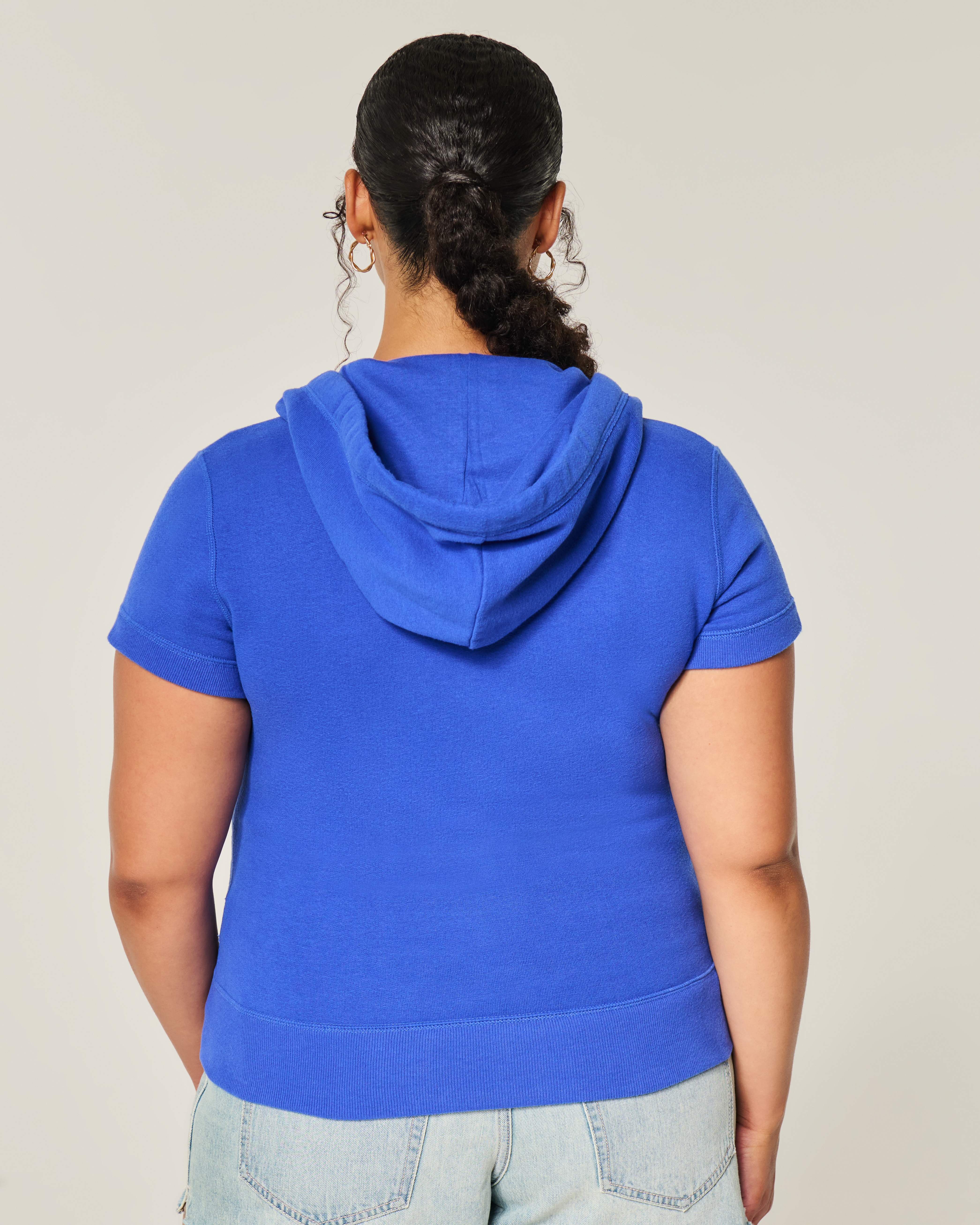 Hollister Feel Good Short-Sleeve Zip-Up Hoodie