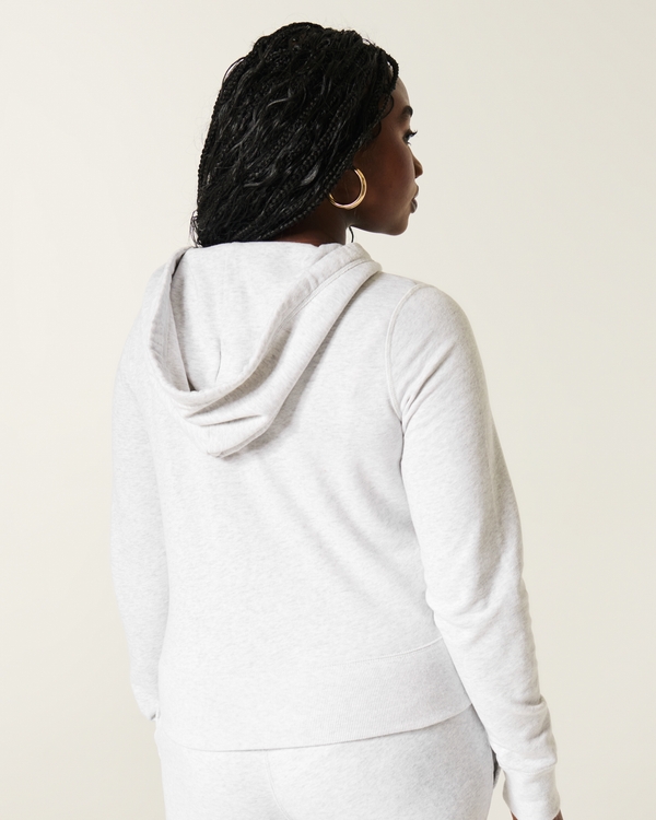 Easy V-Neck Hoodie, Light Heather Grey view 2