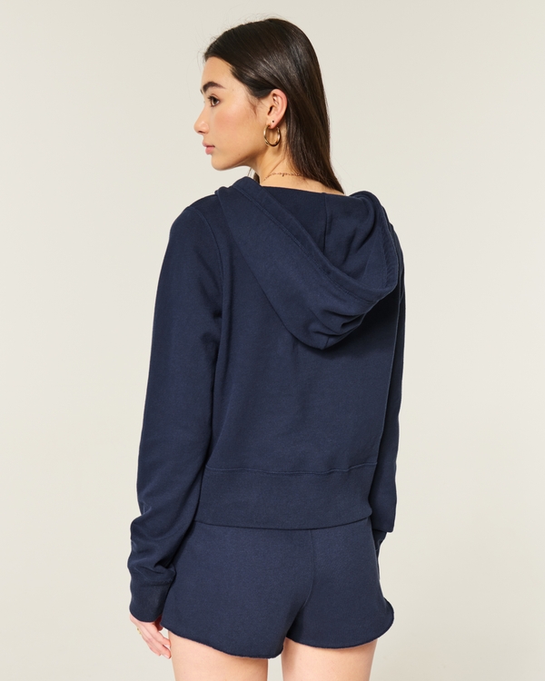 Easy V-Neck Hoodie, Navy view 2
