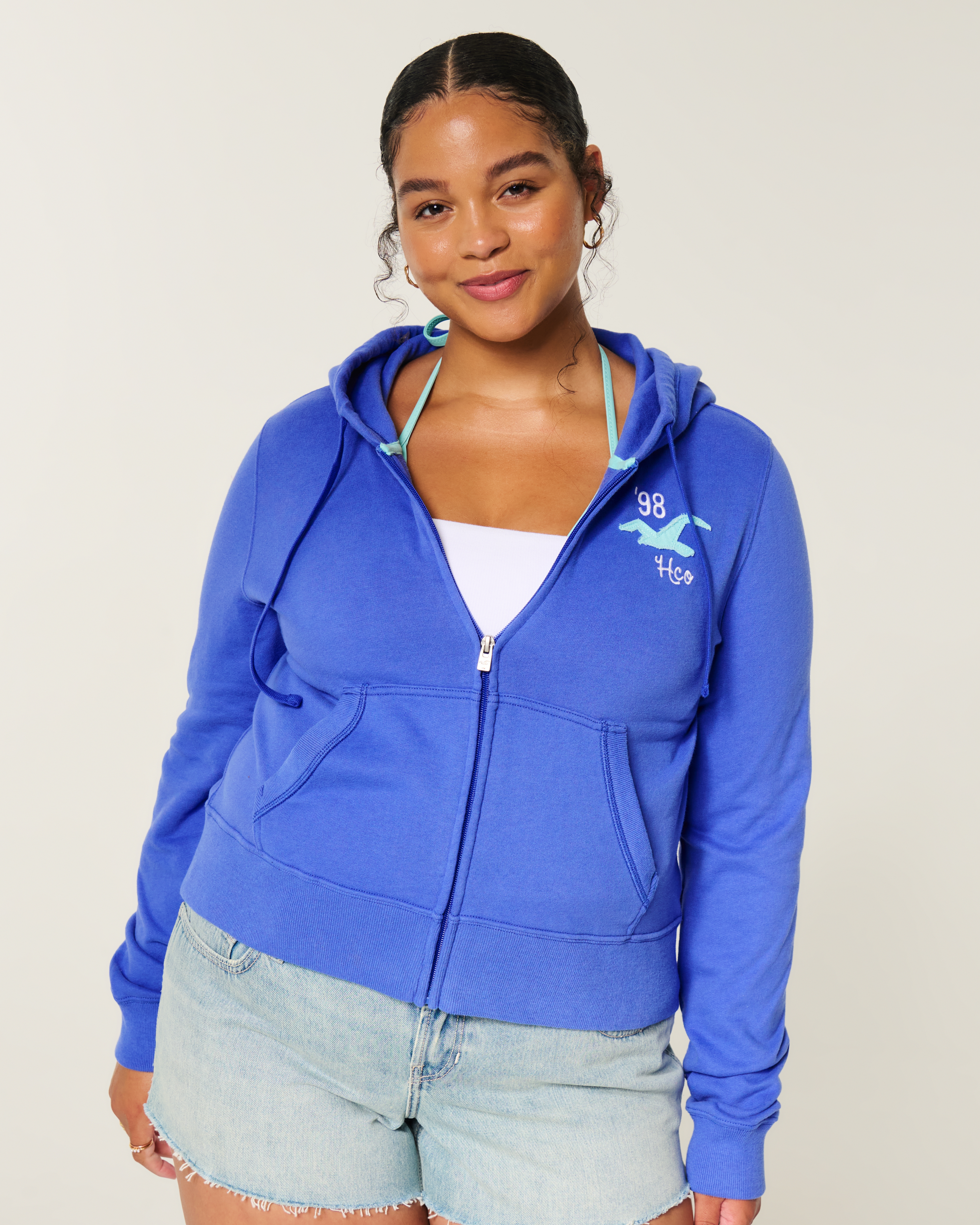 Easy Zip-Up Logo Graphic Hoodie