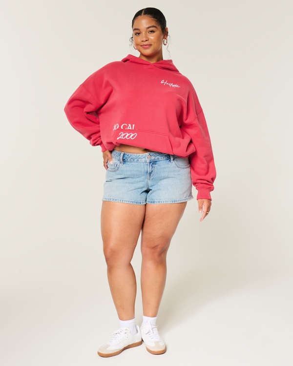 Hollister Feel Good Oversized Logo Graphic Hoodie, Red view 2