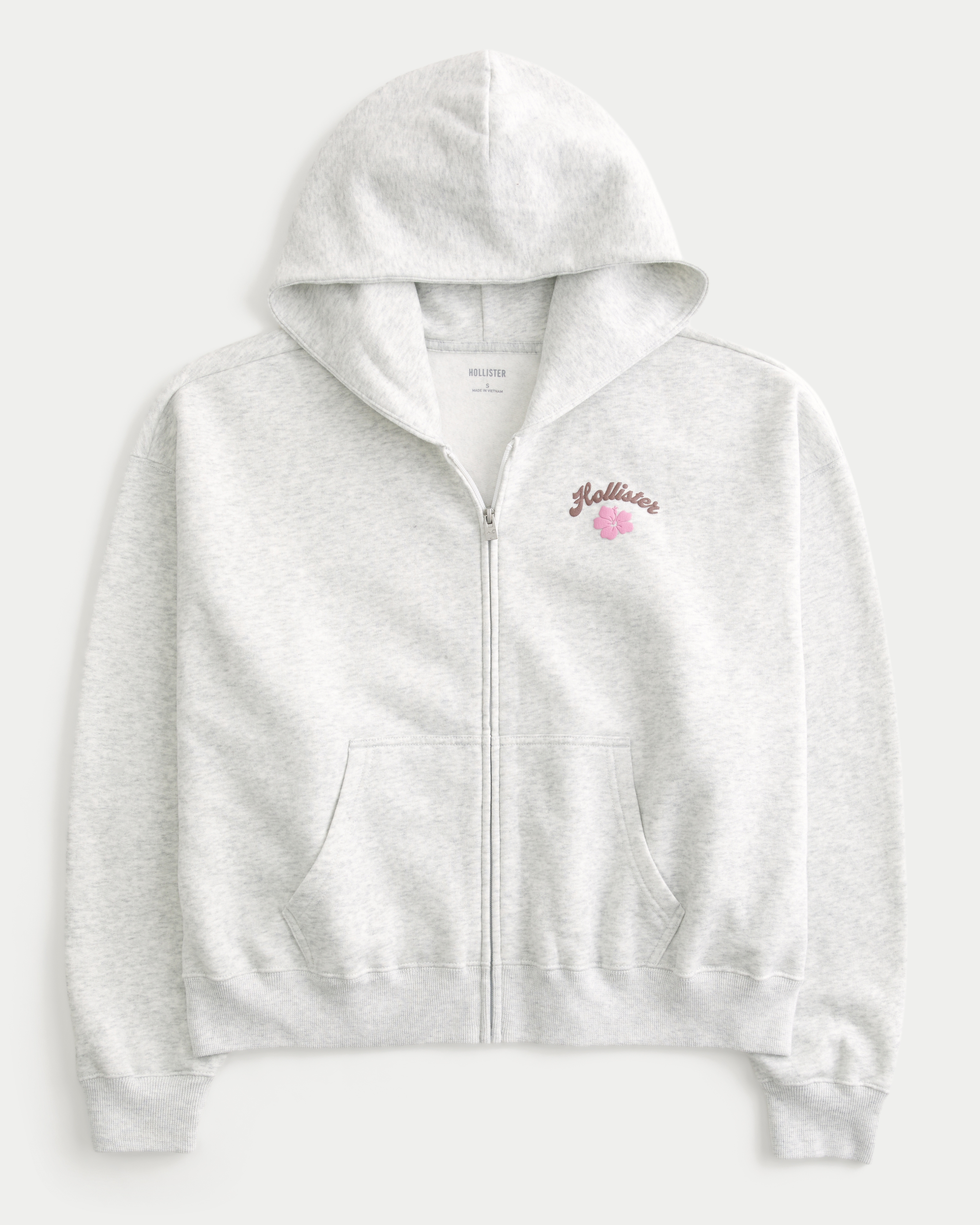 Hollister Feel Good Easy Zip-Up Logo Graphic Hoodie