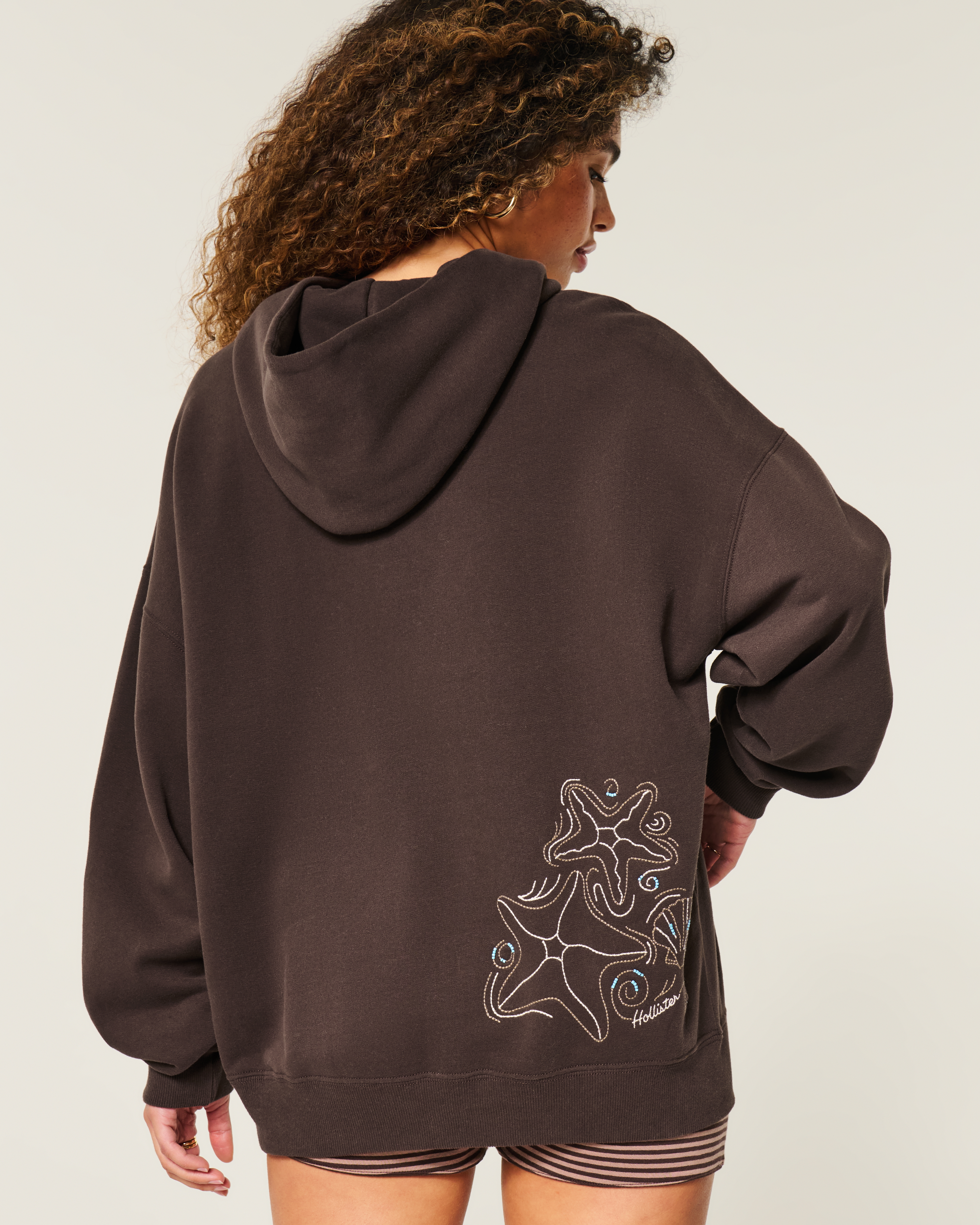 Hollister Feel Good Oversized Seashell Graphic Hoodie