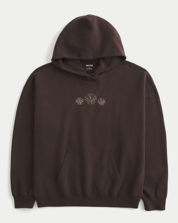トップス OYSTER SILHOUETTE HOODIE Women's Hollister Feel Good Oversized Seashell Graphic Hoodie