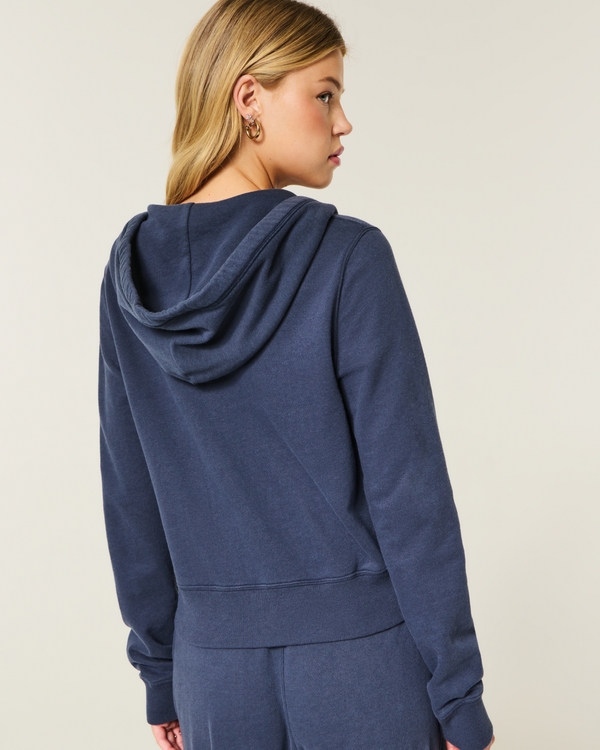 Easy Zip-Up Logo Graphic Hoodie, Navy view 2