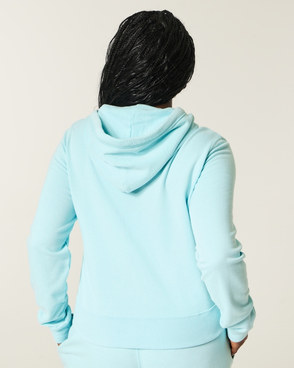 Easy Zip-Up Logo Graphic Hoodie, Turquoise view 2