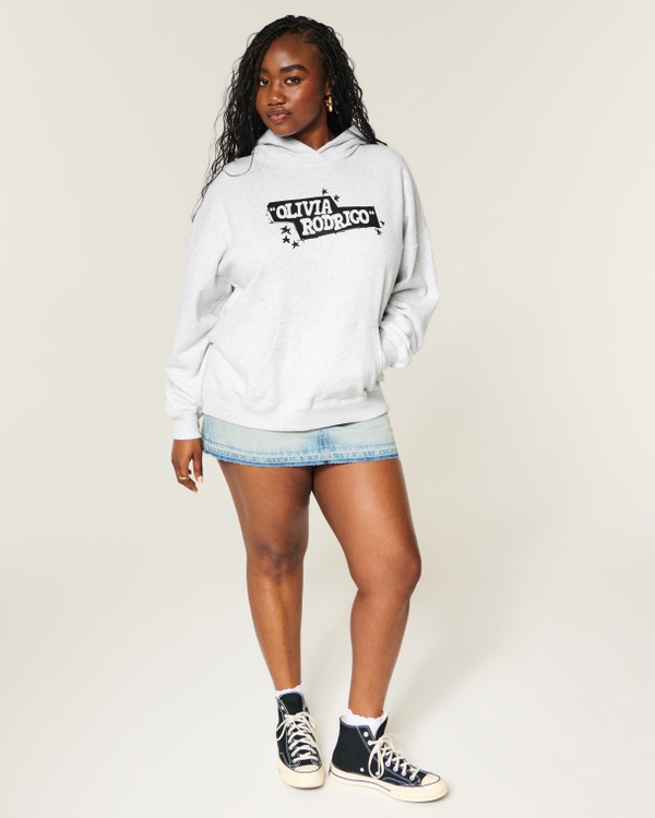 Hollister Feel Good Oversized Olivia Rodrigo Graphic Hoodie, Light Heather Grey view 2