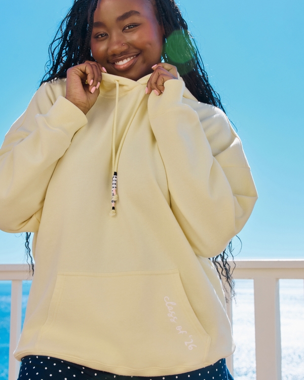 Hollister Feel Good Oversized Senior Bead Hoodie, Butter Yellow view 1