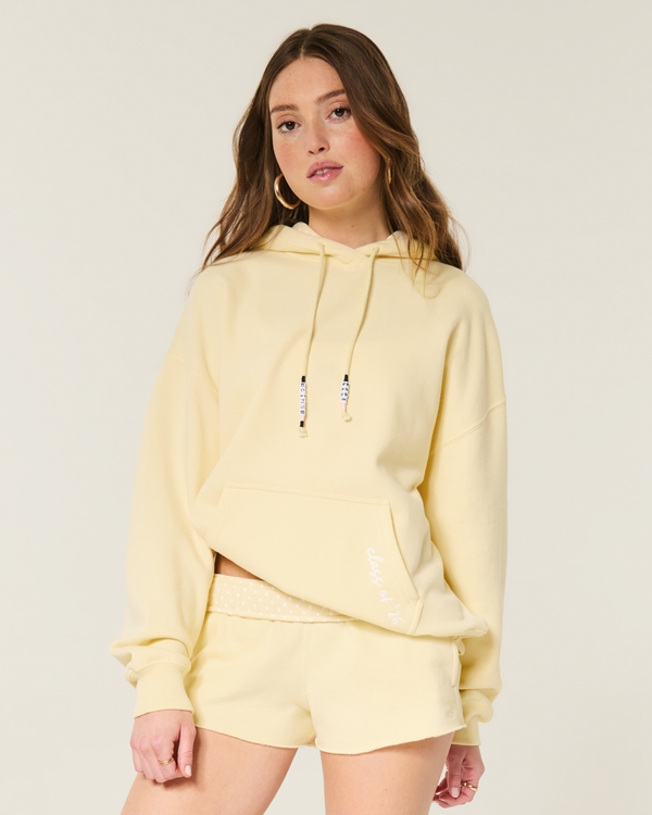 Hollister Feel Good Oversized Senior Bead Hoodie, Butter Yellow view 1