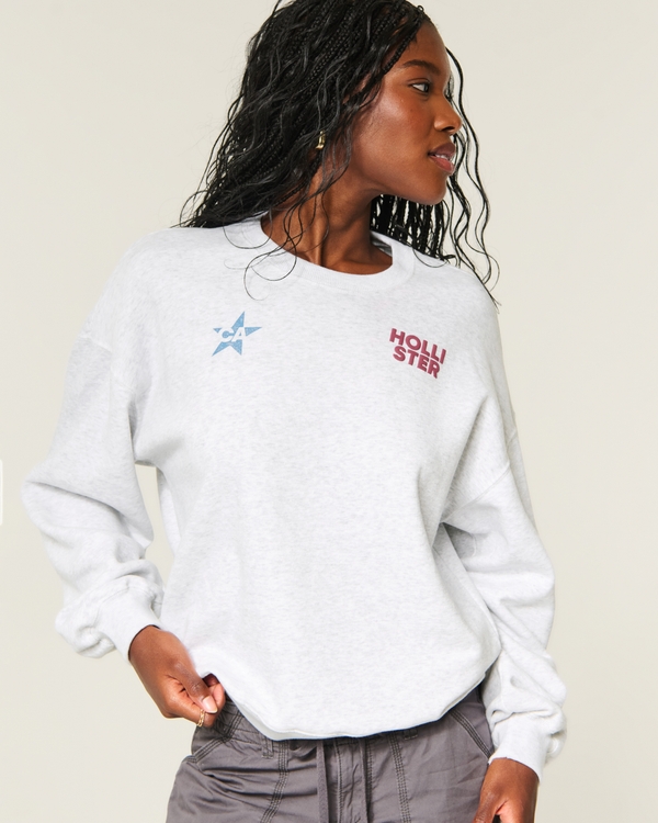 Hollister Feel Good Oversized Logo Graphic Crew Sweatshirt