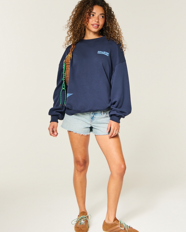 Hollister Feel Good Oversized Logo Graphic Crew Sweatshirt, Navy view 2