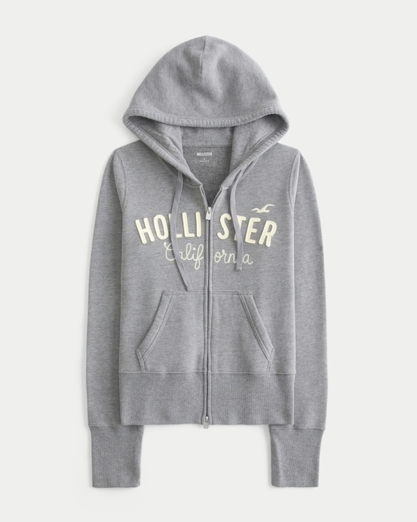 Women's Hollister Feel Good Zip-Up Camo Logo Graphic Hoodie