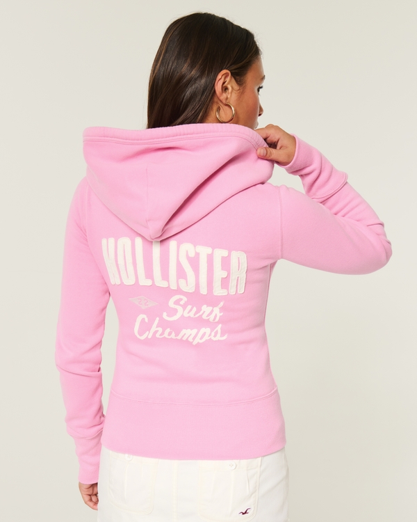 Women's Hollister Feel Good Zip-Up Logo Graphic Hoodie | Women's