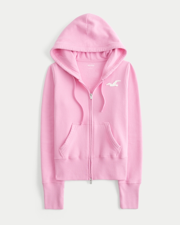 Women's Hollister Feel Good Zip-Up Logo Graphic Hoodie | Women's