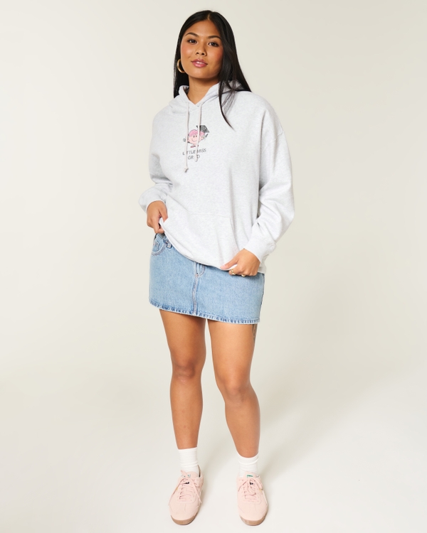 Hollister Feel Good Oversized Little Miss Grad Graphic Hoodie, Light Heather Grey view 2