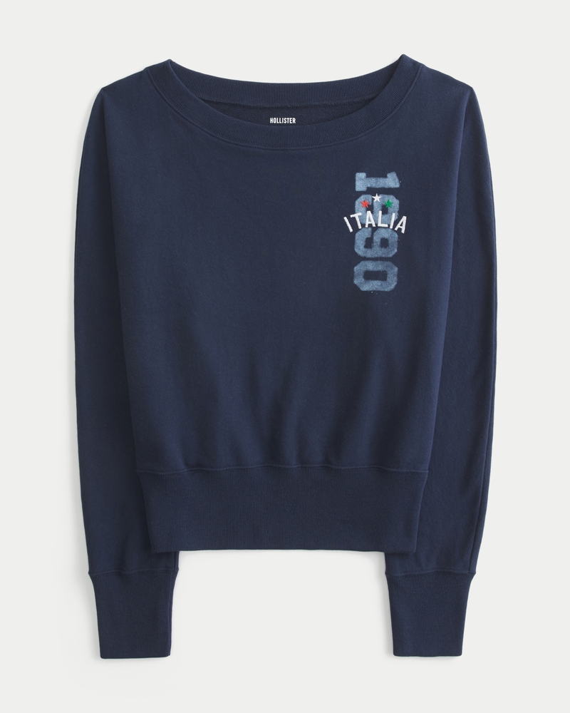 Women's Easy Off-the-Shoulder Italia Graphic Sweatshirt | Women's