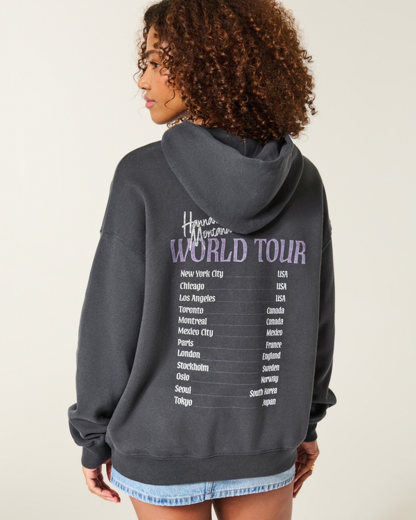 Oversized Hannah Montana Graphic Hoodie, Dark Grey view 2