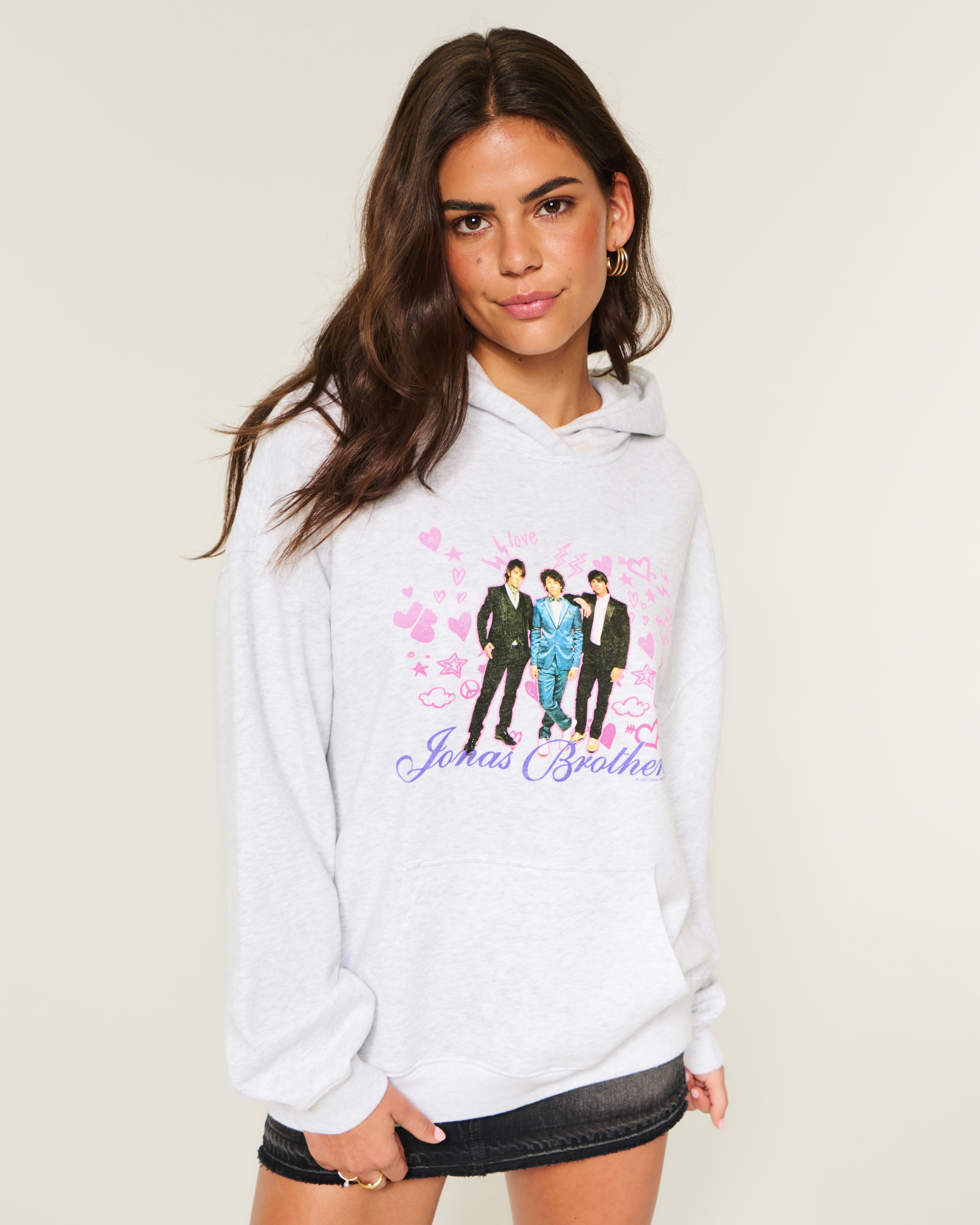 Oversized Jonas Brothers Graphic Hoodie