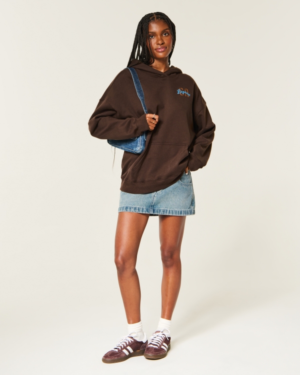 Hollister Feel Good Oversized Logo Graphic Hoodie, Espresso view 2