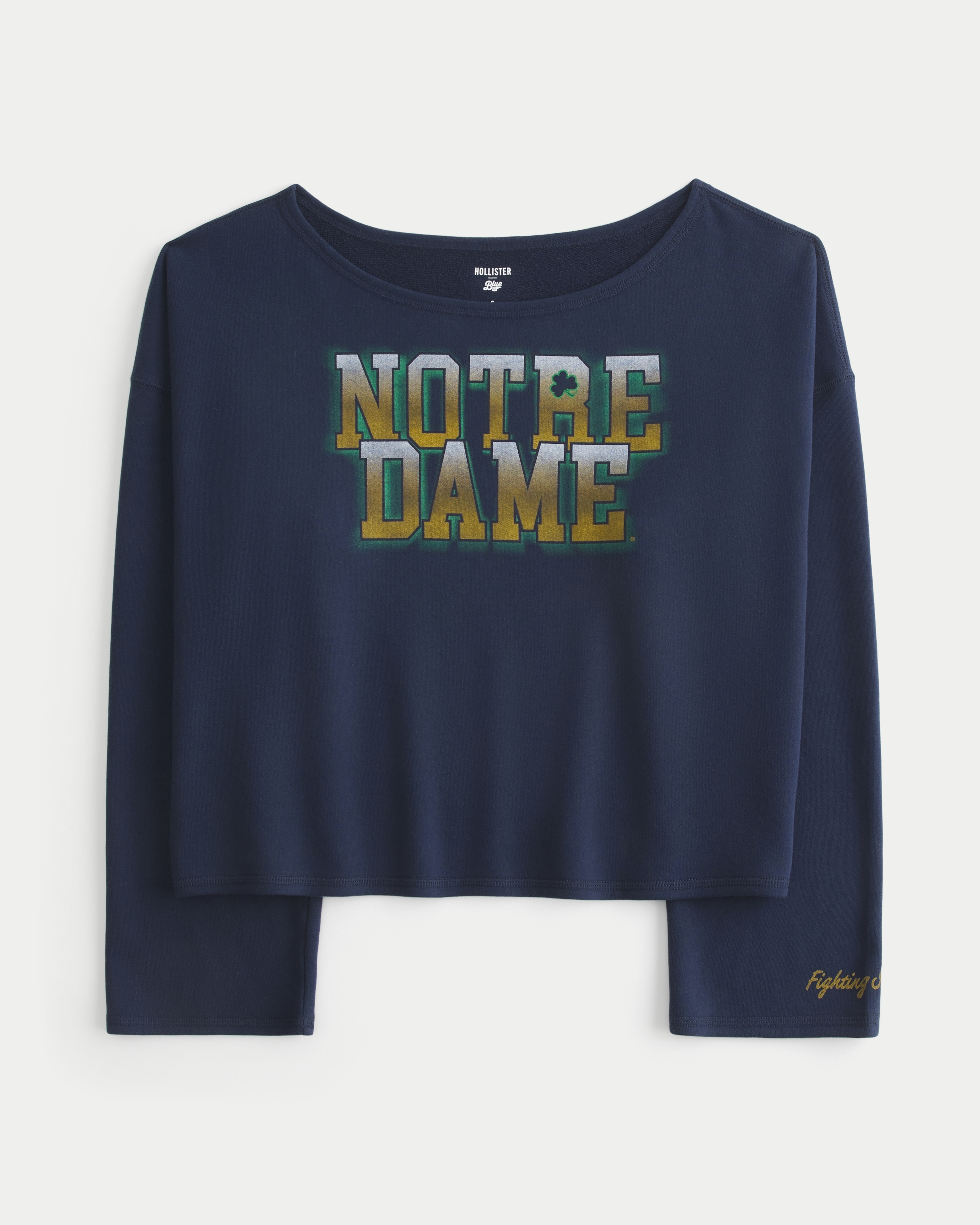 Easy Off-The-Shoulder University of Notre Dame Fighting Irish Graphic Sweatshirt