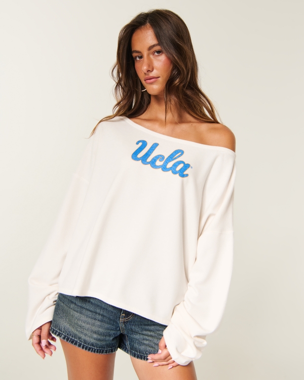 Off-the-Shoulder UCLA Bruins Graphic Sweatshirt, White view 1