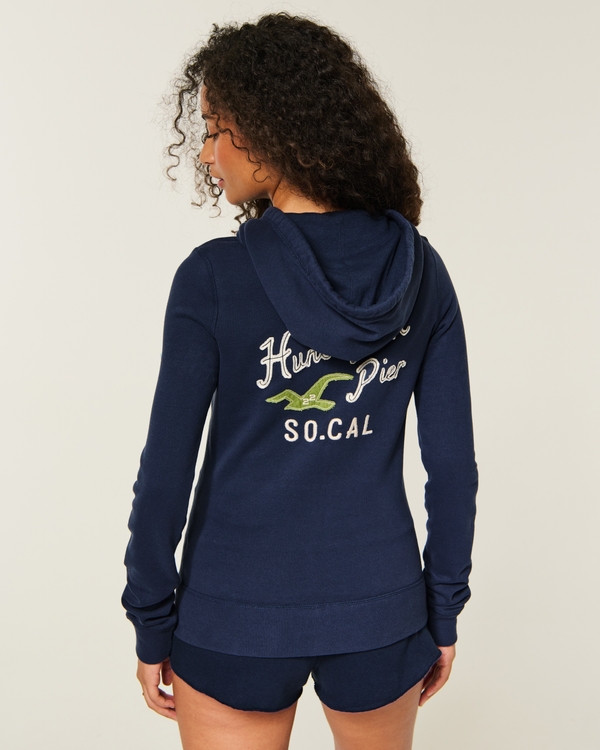 ウィメンズ Hollister Feel Good ジップアップ ロゴ グラフィック