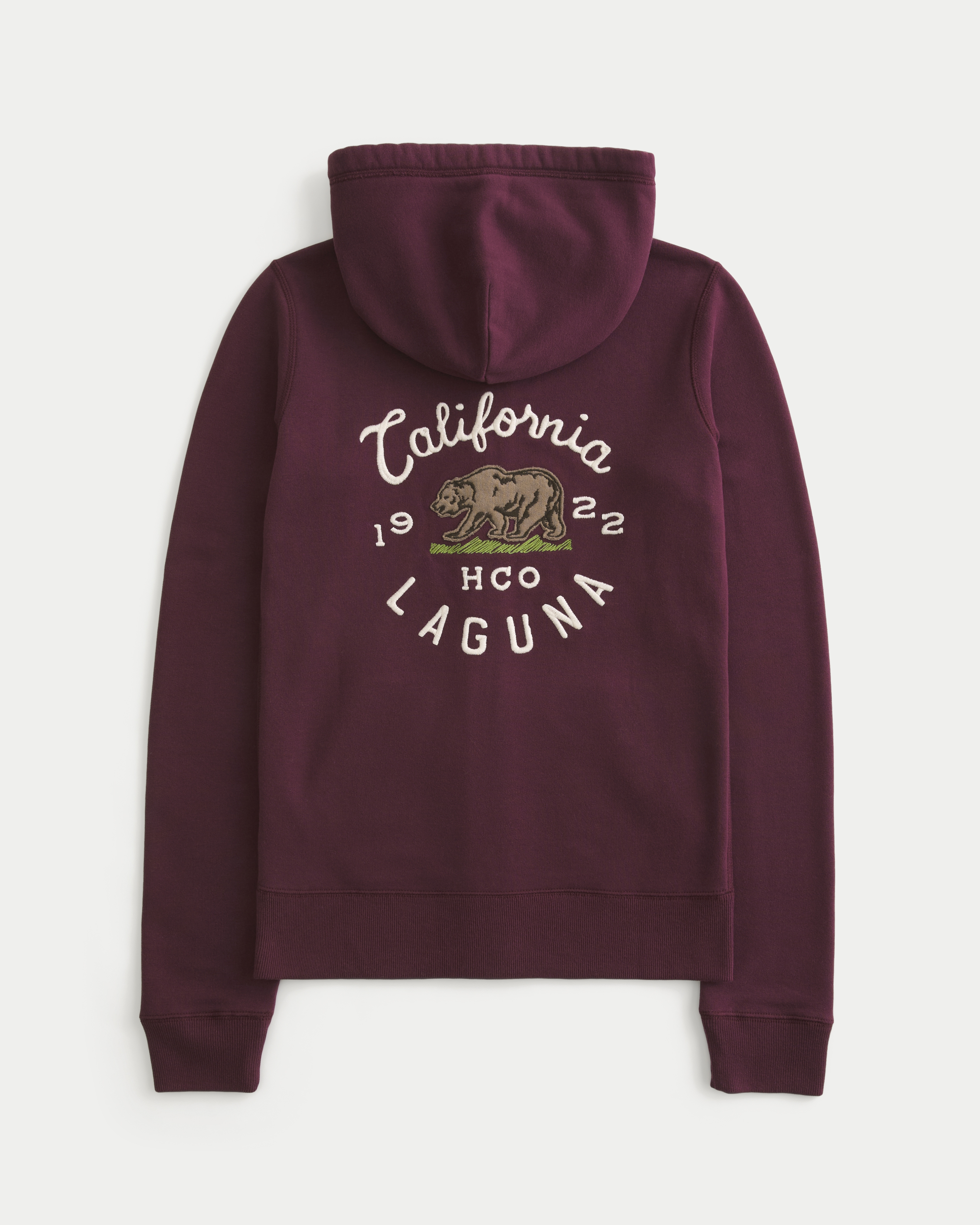 Hollister Feel Good Slim Zip-Up Logo Graphic Hoodie