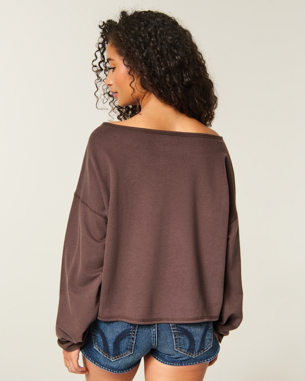Easy Off-the-Shoulder Sweatshirt, Brown view 2
