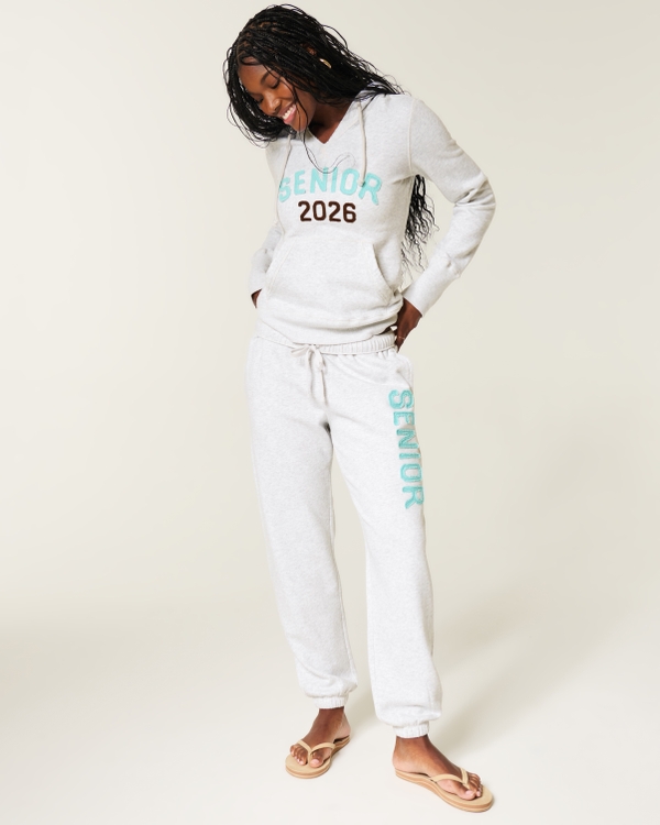 Hollister Feel Good Senior Graphic Hoodie, Light Heather Gray view 2