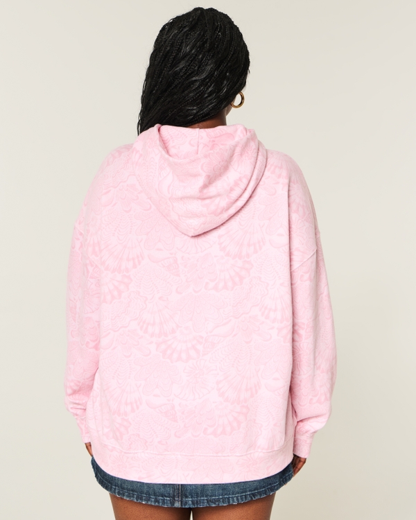 Hollister Feel Good Oversized Seashell Print Hoodie, Pink Pattern view 2