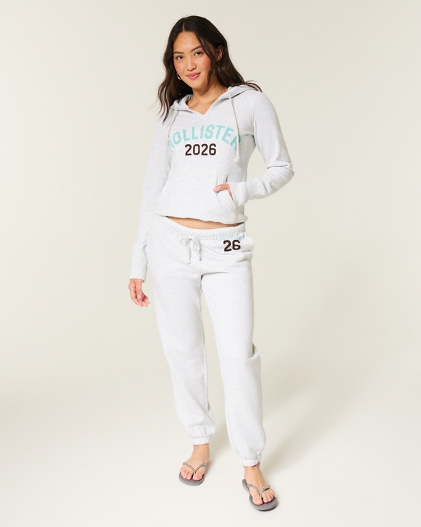 Hollister Feel Good Logo Graphic Hoodie, Light Heather Gray view 2