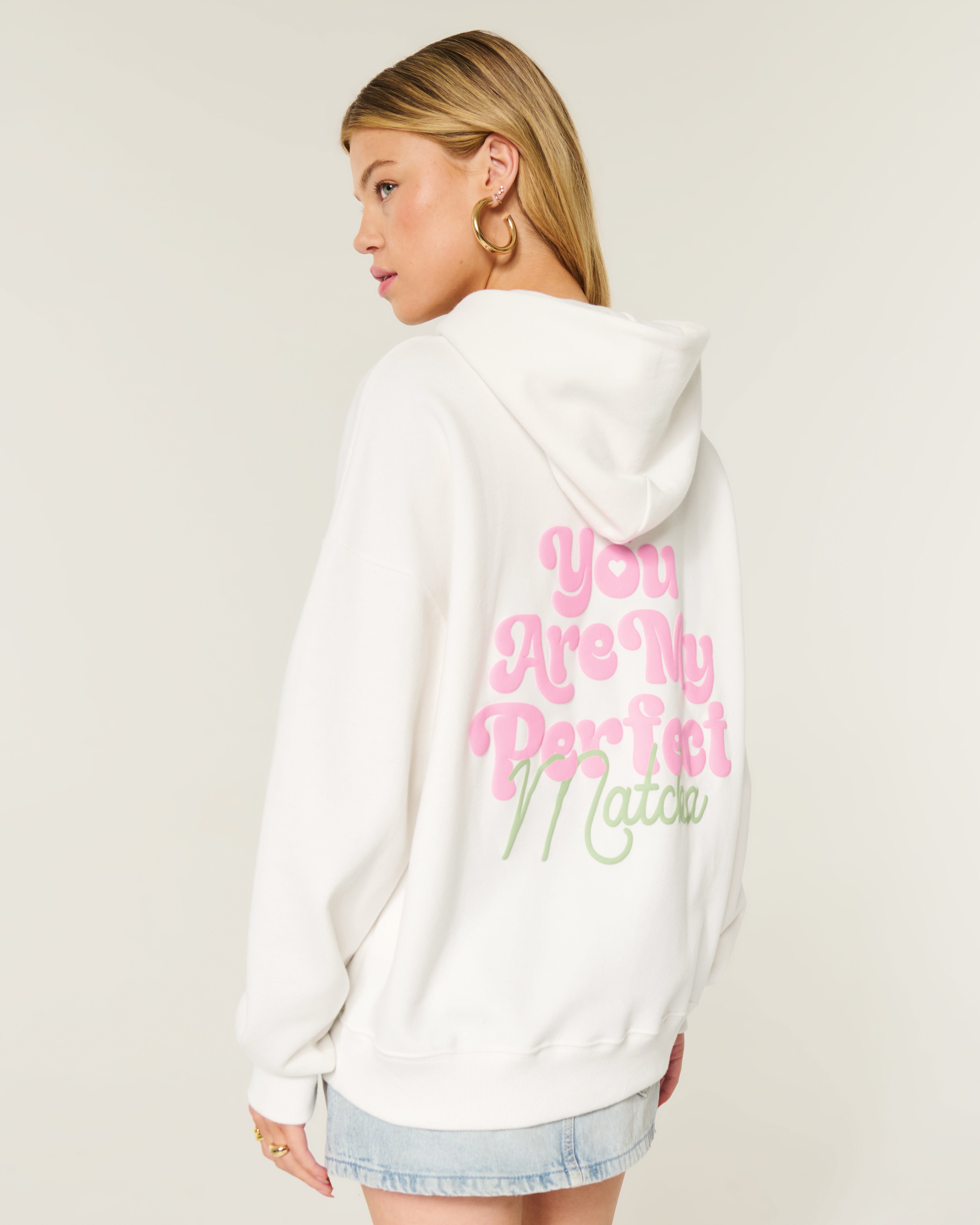 Hollister Feel Good Oversized Matcha Graphic Hoodie