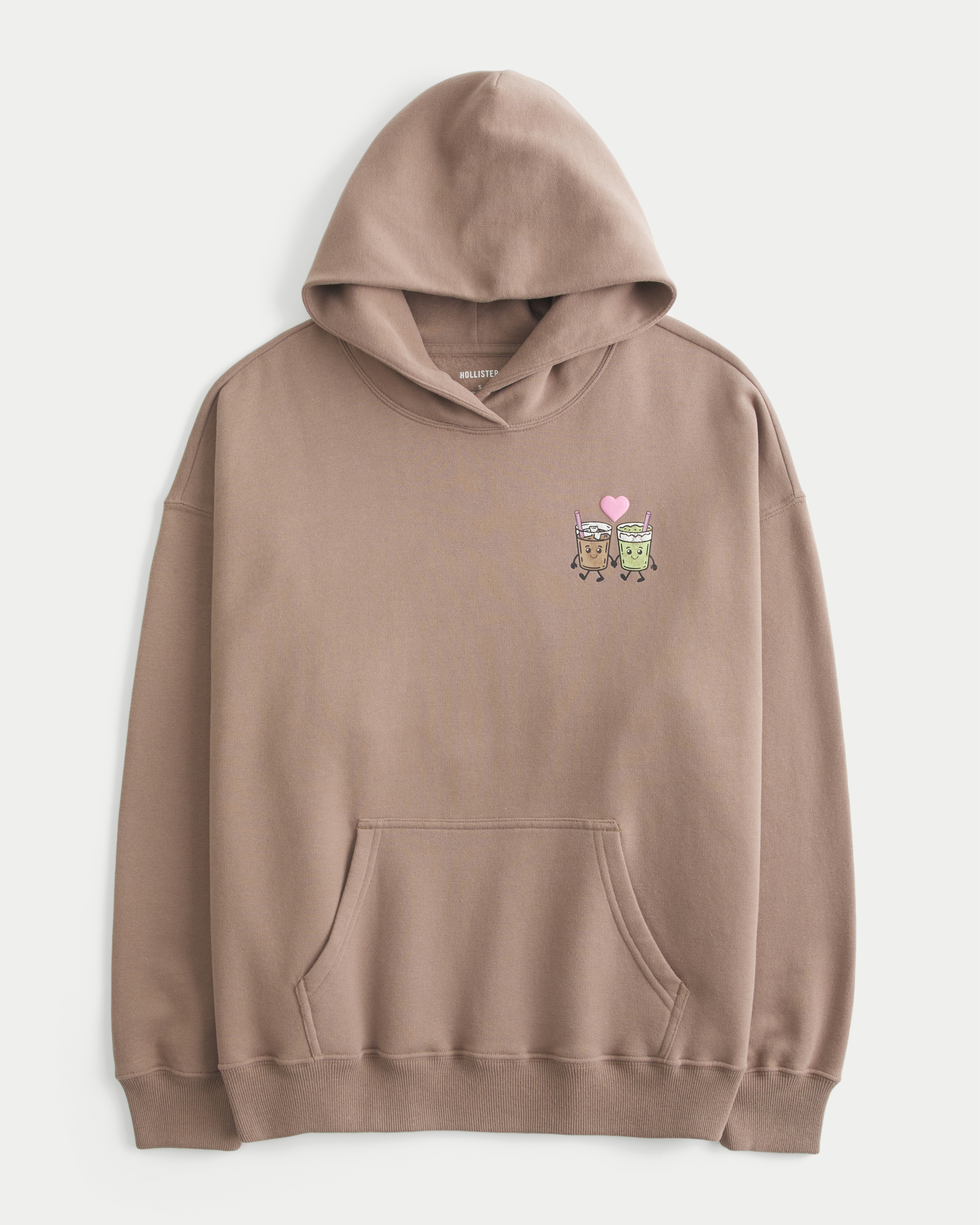 Hollister Feel Good Oversized Latte Graphic Hoodie