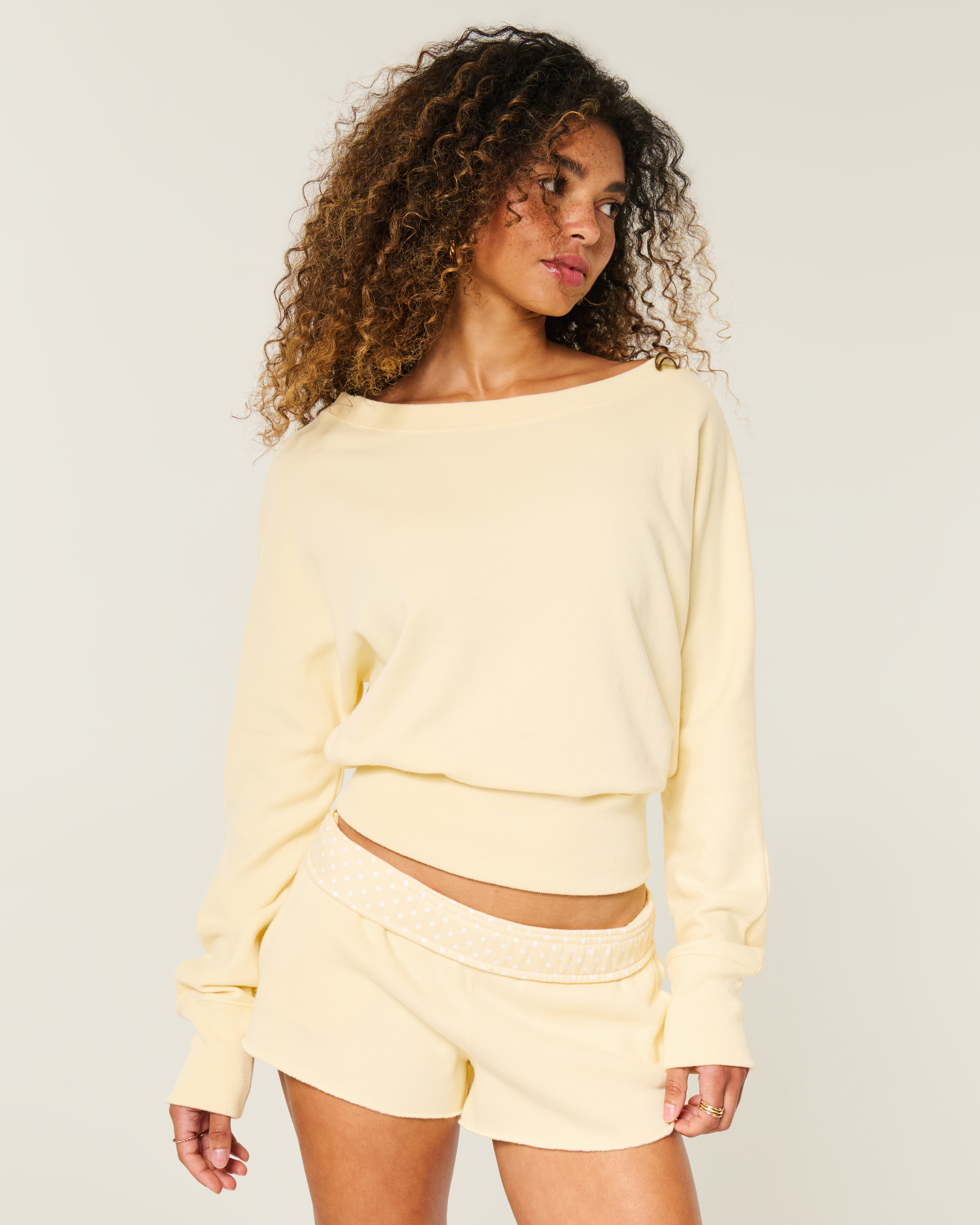 Banded Off-the-Shoulder Sweatshirt