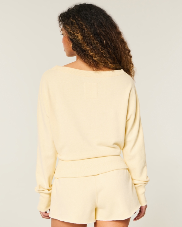Banded Off-the-Shoulder Sweatshirt, Butter Yellow view 2