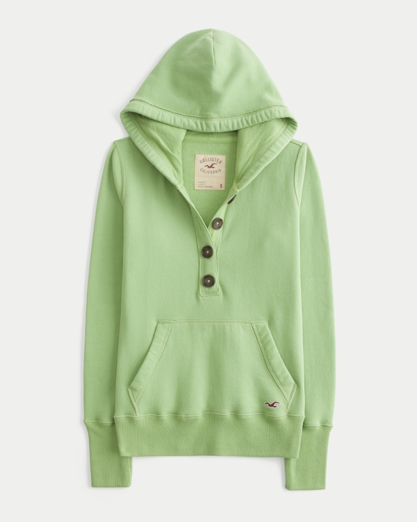 Henley Hoodie, Lime view 1