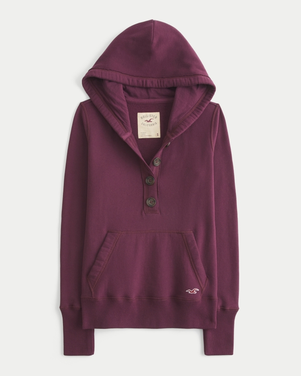 Henley Hoodie, Burgundy view 1