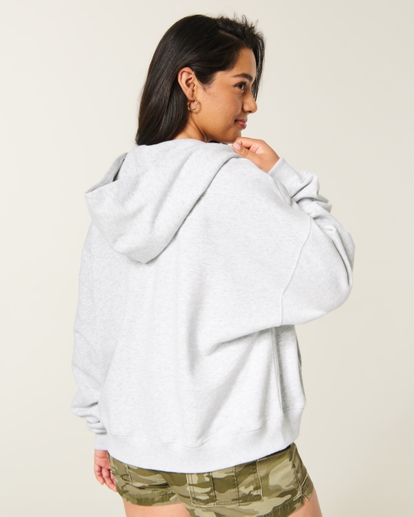 Hollister Feel Good Easy Zip-Up Hoodie, Light Heather Grey view 2