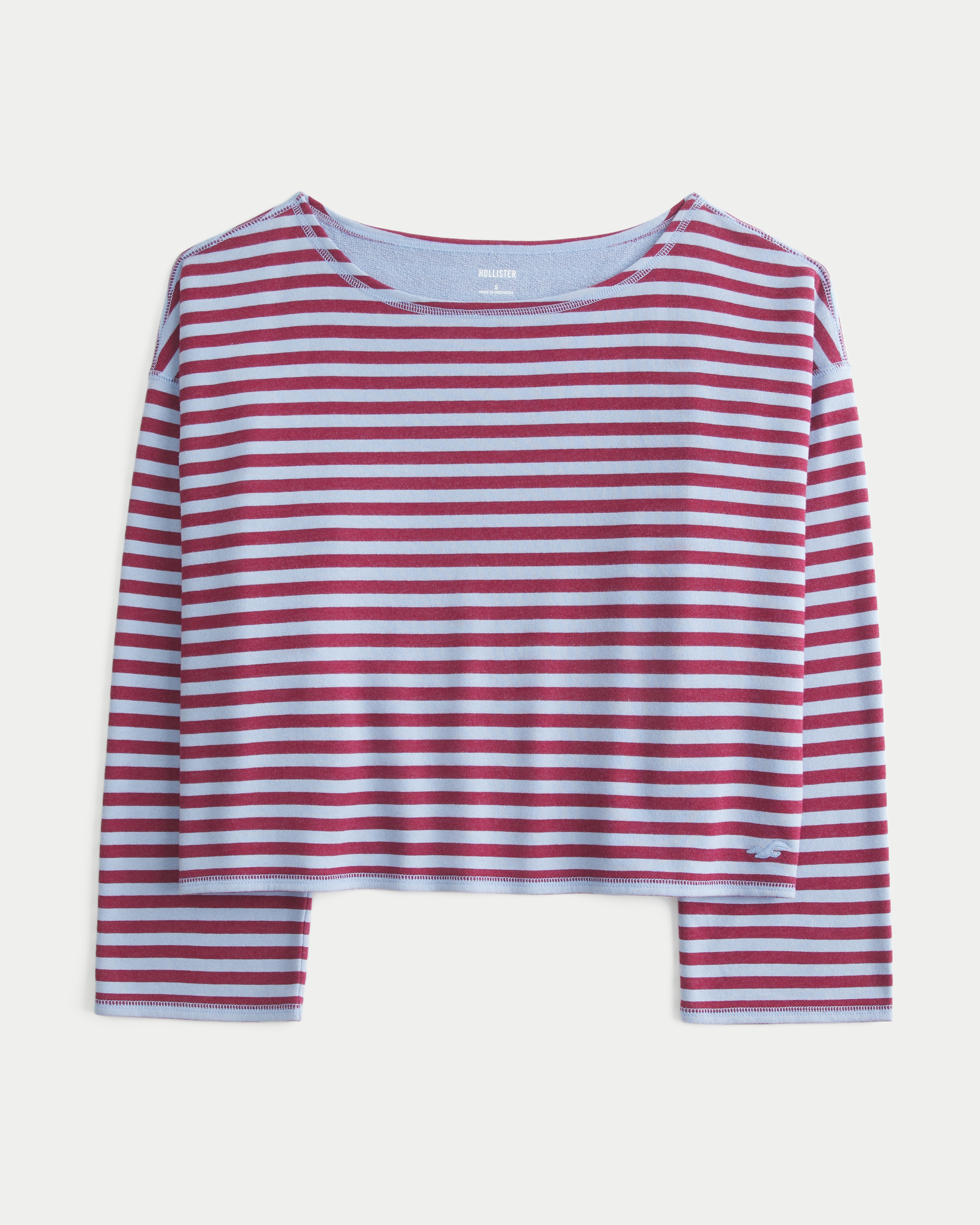Easy Striped Off-the-Shoulder Sweatshirt