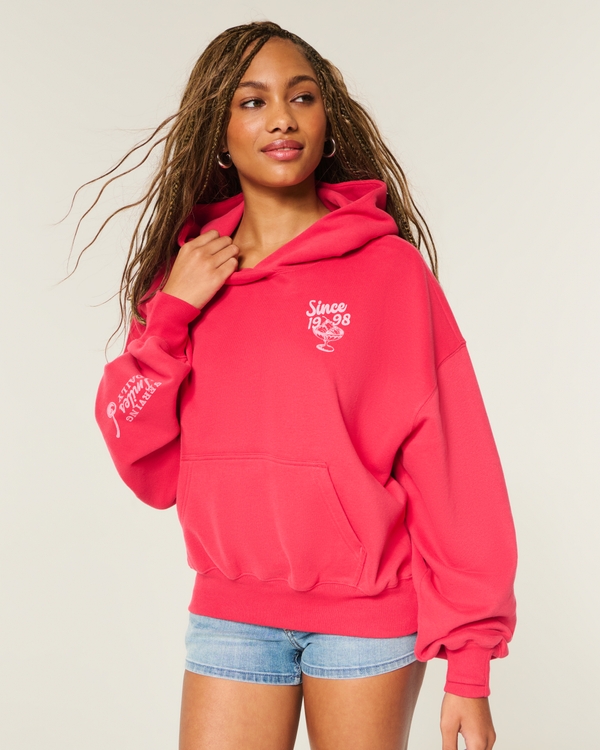 Hollister Feel Good Betty's Sweet Shop Graphic Hoodie, Red view 1