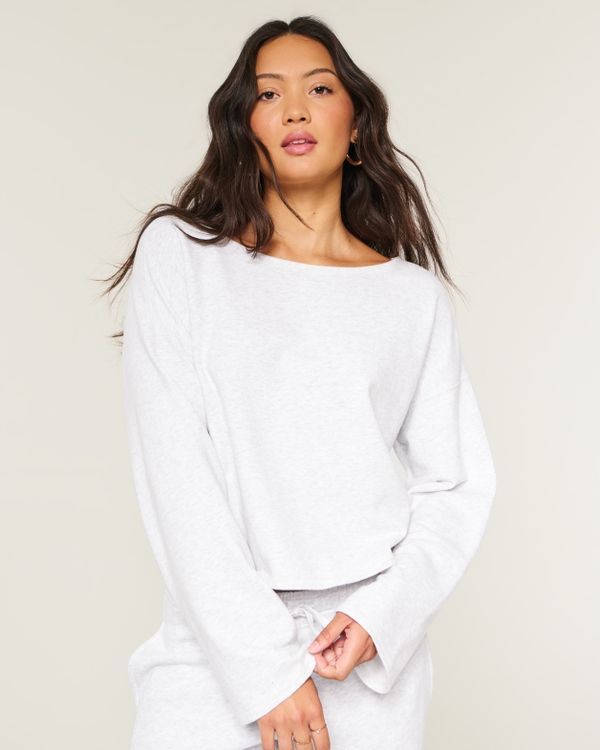 Easy Off-the-Shoulder Sweatshirt, Light Heather Grey view 1