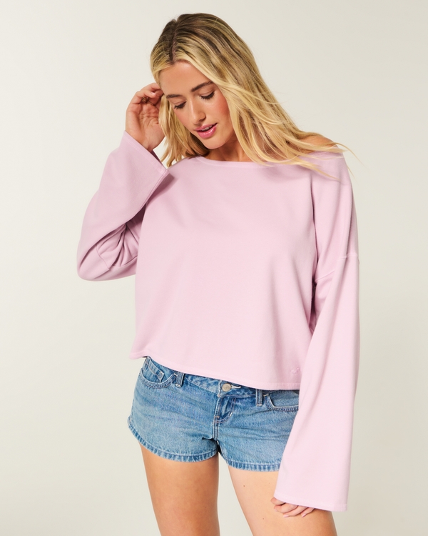 Easy Off-the-Shoulder Sweatshirt, Light Pink view 1